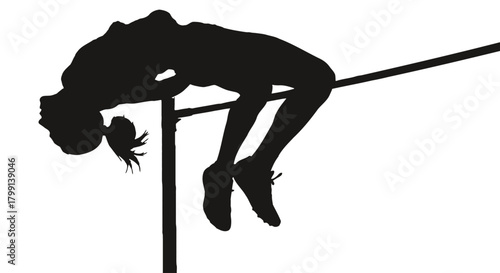 Silhouette of High Jumper Clearing Bar in Athletic Competition