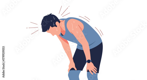 Exhausted Runner Vector Illustration Post Workout Fatigue and Recovery
