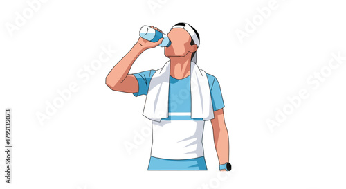 Refreshing Hydration Athlete Drinks Water After Workout