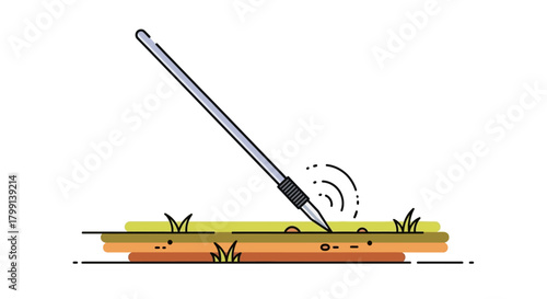Vector Illustration of a Pencil Point Piercing the Ground Innovation and Precision
