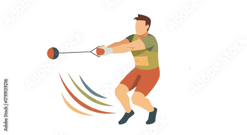 Athlete Performing Hammer Throw Sports Illustration Competitive Event