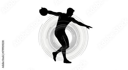 Discus Thrower Silhouette Athletic Power Sport Competition and Dynamic Motion