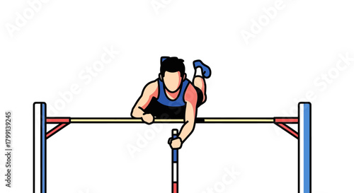 Pole Vault Athlete Illustration Sports Competition and Athleticism