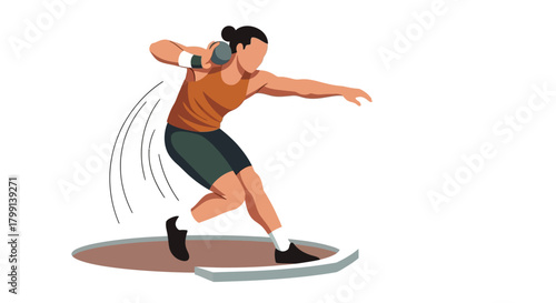 Shot Put Athlete Vector Illustration Sport Competition and Strength