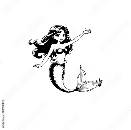 Underwater Elegance Mermaid Vector Logo Design in Mesmerizing Detail Celestial Sea Sprite Vector Mermaid Logo Dancing in Heavenly Radiance