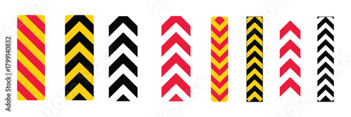 Chevron Pattern Warning Stripes Vector Collection Featuring Bold Diagonal Hazard Lines and Industrial Caution Designs for Safety and Construction Graphics