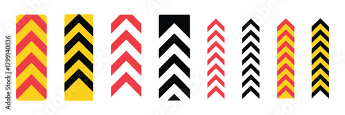 Chevron Pattern Warning Stripes Vector Collection Featuring Bold Diagonal Hazard Lines and Industrial Caution Designs for Safety and Construction Graphics
