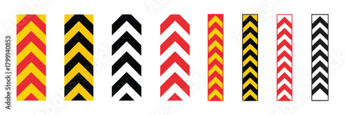Chevron Pattern Warning Stripes Vector Collection Featuring Bold Diagonal Hazard Lines and Industrial Caution Designs for Safety and Construction Graphics