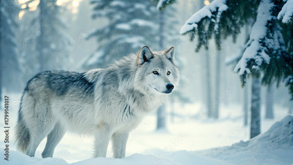 Obraz premium silver wolf in winter
