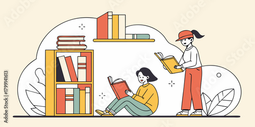 Cartoon Books & School Textbooks Vector Set: Study & Library Elements