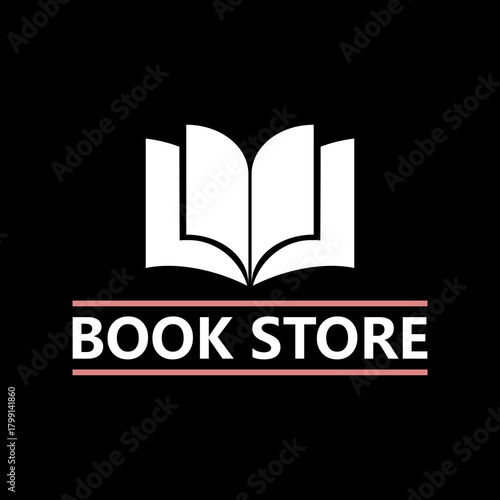 Book store logo icon isolated on black background
