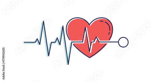 A representation of a healthy heart rhythm and heartbeat monitoring.
