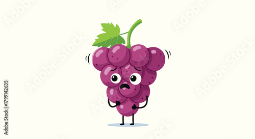 This cartoon bunch of grapes looks quite worried about something.