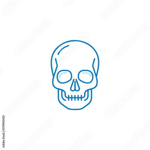 Minimalist Blue Skull Icon for Halloween, Horror, Design