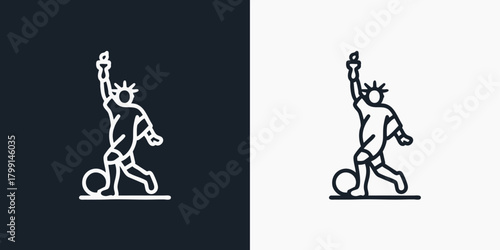 Statue of Liberty soccer logo design — minimalist USA football symbol in modern graphic style