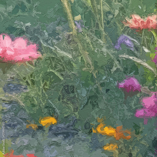 Canvas Print Various oil paintings, flowers, roses, peonies, waterfalls, mountain scenery, la