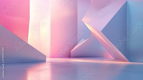 Pastel geometric abstract forms creating modern architectural background