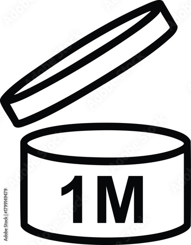 PAO symbol vector illustration period after opening glyph minimalist design for cosmetic product packaging isolated on white