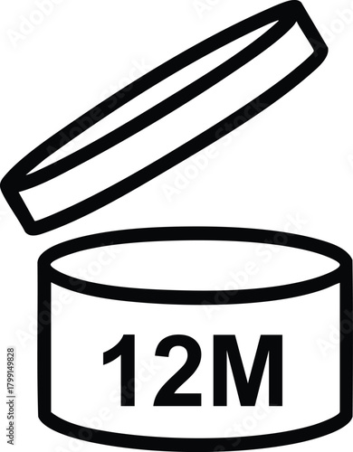 PAO symbol vector illustration period after opening cosmetic product expiration date icon isolated on white background