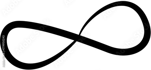 The infinity symbol, an endless loop representing eternity, forever, and unlimited possibilities, rendered in bold black