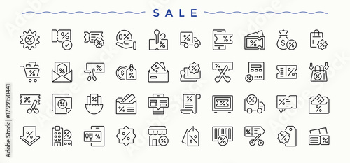 Sale line icon set. Marketing modern vector ui icons. Thin icons set. Commerce related icon set. Art and illustration.