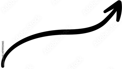 Curved Arrow Indicating Direction and Growth A Simple Black Icon for Guidance and Progress