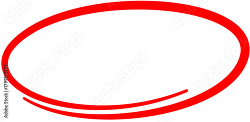 Red Oval Circle Simple, Bold Design Element for Emphasis, Highlighting, or Focus on White