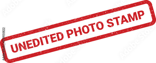 A distressed red rectangular stamp featuring grunge texture clearly marks content as an unedited photo stamp