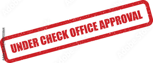 A grimy rectangular stamp illustration indicating an office approval process is currently being checked