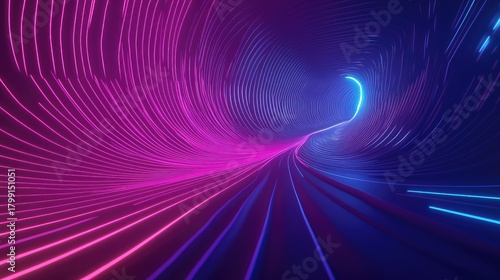 Fototapeta Naklejka Na Ścianę i Meble -  Abstract tunnel generating neon speed light effect