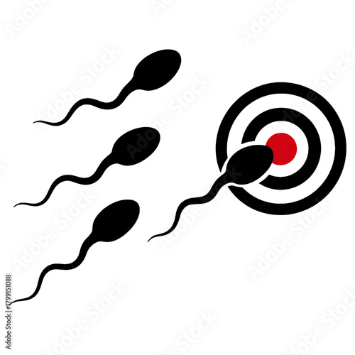 Fertilization Target Concept with Sperm Illustration symbolizing conception, fertility, reproduction, and biological processes