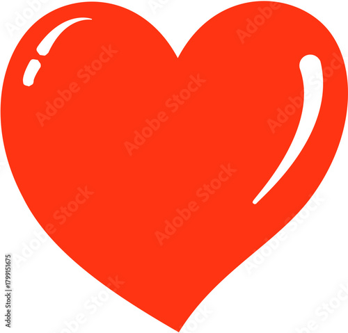 Simple Red Heart Icon on White Background, Graphic Symbol of Love and Affection