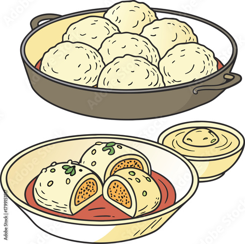 Dumplings in a bowl isolated on, traditional and delicious