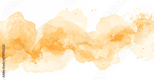 Watercolor painting with a flowing design in shades of yellow and orange, creating a soft and artistic effect isolated on ideal for backgrounds and designs