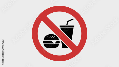 No food or drink allowed sign, indicating prohibition of eating and consuming beverages in restricted areas