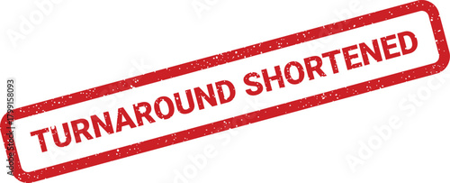 Distressed rectangular rubber stamp symbol with turnaround shortened text for expedited service