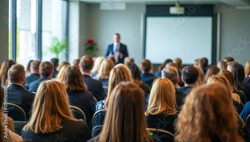 Wallpaper Mural Corporate presentation with a speaker engaging an audience Torontodigital.ca