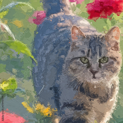 Wall Mural Various oil paintings, flowers, roses, peonies, waterfalls, mountain scenery, la