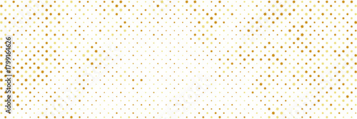 Gold falling down confetti background. Repeated golden dotted glitter pattern. Yellow, orange and golden dots wallpaper. Celebration Christmas, New Year or birthday party repeating backdrop. Vector