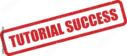 Grungy rectangular rubber stamp signifying a positive outcome or successful completion of a learning guide or project