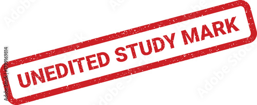 Grungy unedited study mark rubber stamp with a rustic border, ideal for educational or research materials