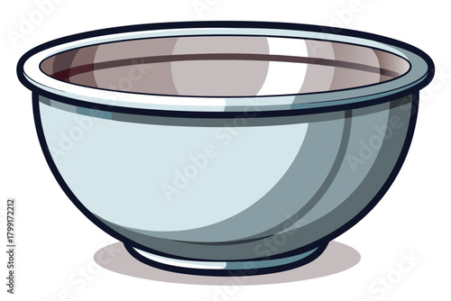 Empty pastel cartoon bowl features simple shading and a subtle floor shadow