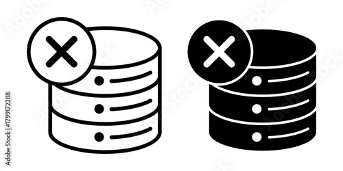 Database Delete Symbol Black Icon Bundle for Information Removal and System Cleanup