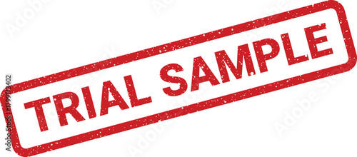 Red grunge effect stamp with the text TRIAL SAMPLE inside a rectangular frame, indicating a limited product test