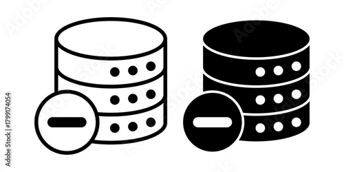 Database Remove Symbol Black Icon Bundle for Clean Information and System Control