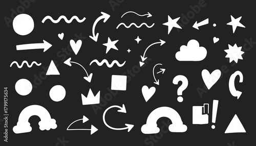 Chalk drawing of a house symbol set illustration on a blackboard