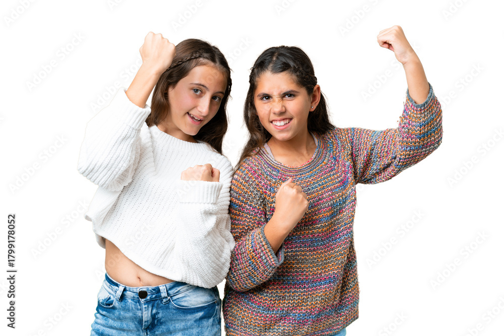 Fototapeta premium Friends girls over isolated chroma key background celebrating a victory