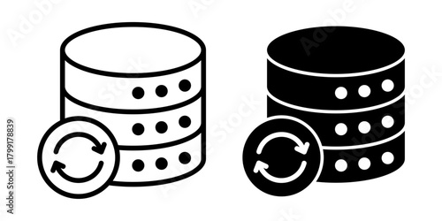 Database Update Symbol Black Icon Bundle for Improved Information Revision and Sync