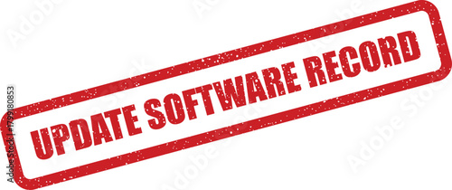 A prominent red grunge rectangle stamp indicating the vital instruction update software record