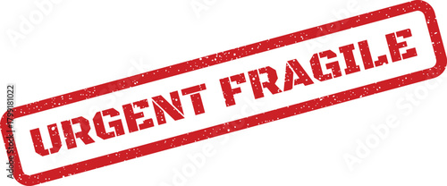 A rectangular grunge style rubber stamp mark signifies the urgent handling required for fragile items